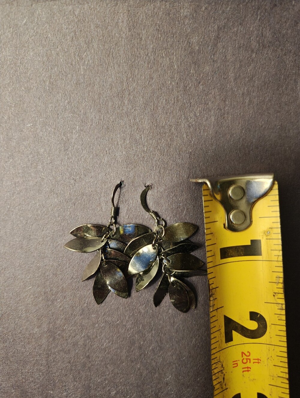 Gunmetal Layered Leaf Dangle Earrings - Picture 2 of 3